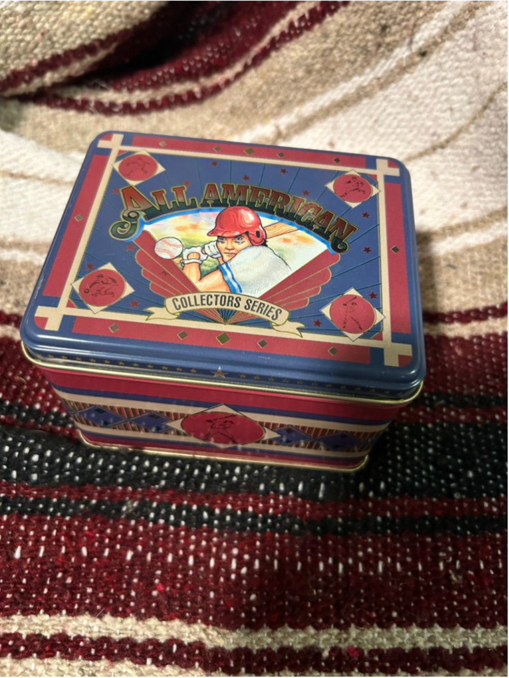 Unbranded All American Baseball Collectors Series Storage Tin One Size Blue Red